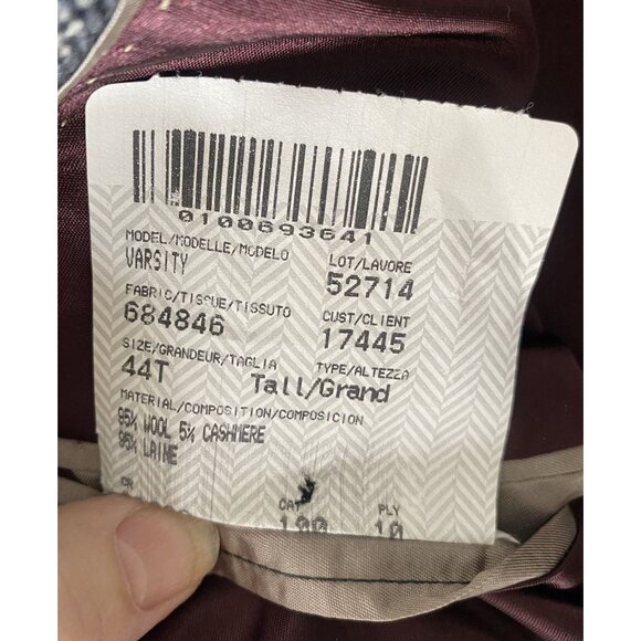 S. Cohen Prestige Cashmere Wool Blend Varsity Blazer Jacket 44 Tall Gray Pinstri - Picture 3 of 16